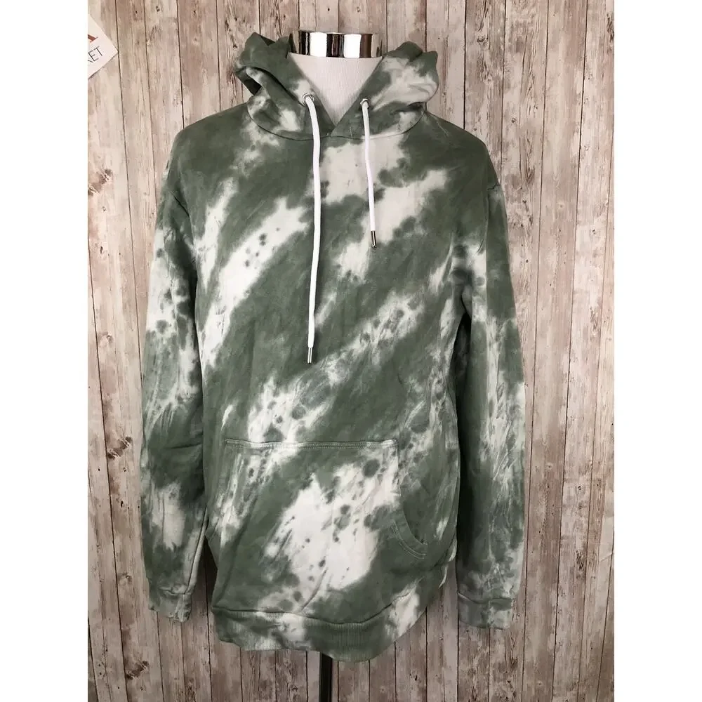 Boohoo Hoodie Mens Medium Camouflage Tie Dye Sweatshirt Green Pullover N114